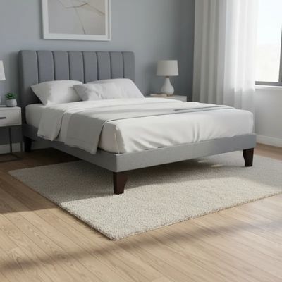 Imagen 2 del producto Cama Europea 2 Plazas Base Dividida + Respaldo Franjas Gris