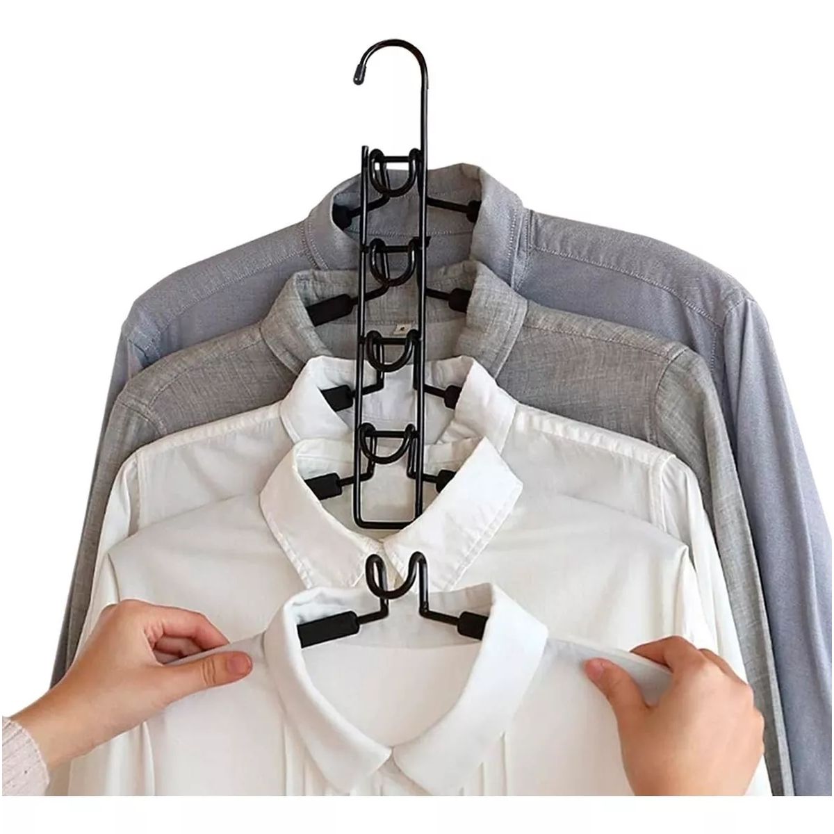 KUANGYE - Colgadores Ropa Gancho 5 En1 Antideslizante Ahorra Espacio