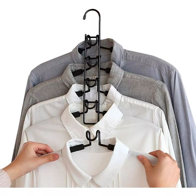 KUANGYE - Colgadores Ropa Gancho 5 En1 Antideslizante Ahorra Espacio