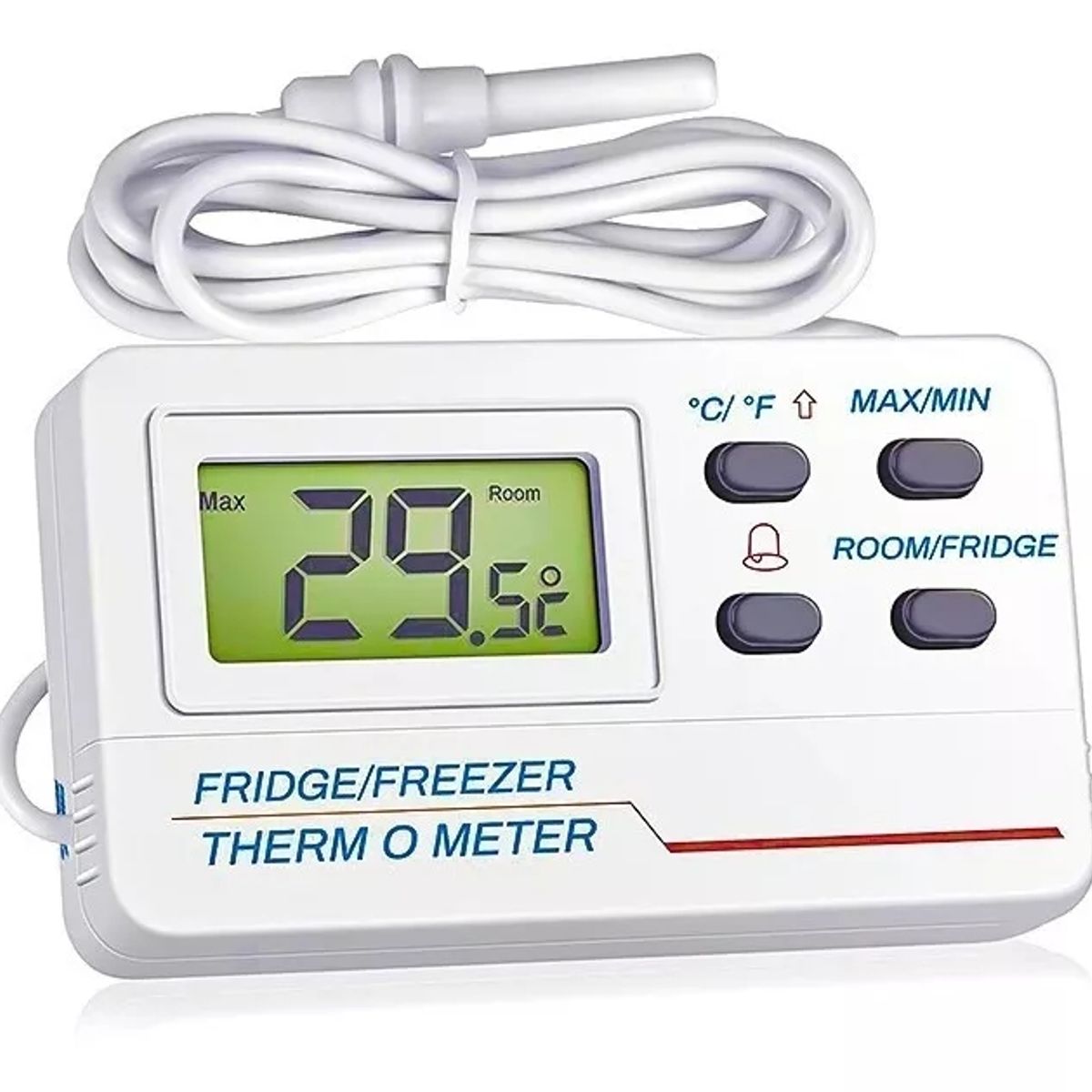 KUANGYE - Termómetro Digital Refrigerador Sonda Alarma Max Min C°f°b