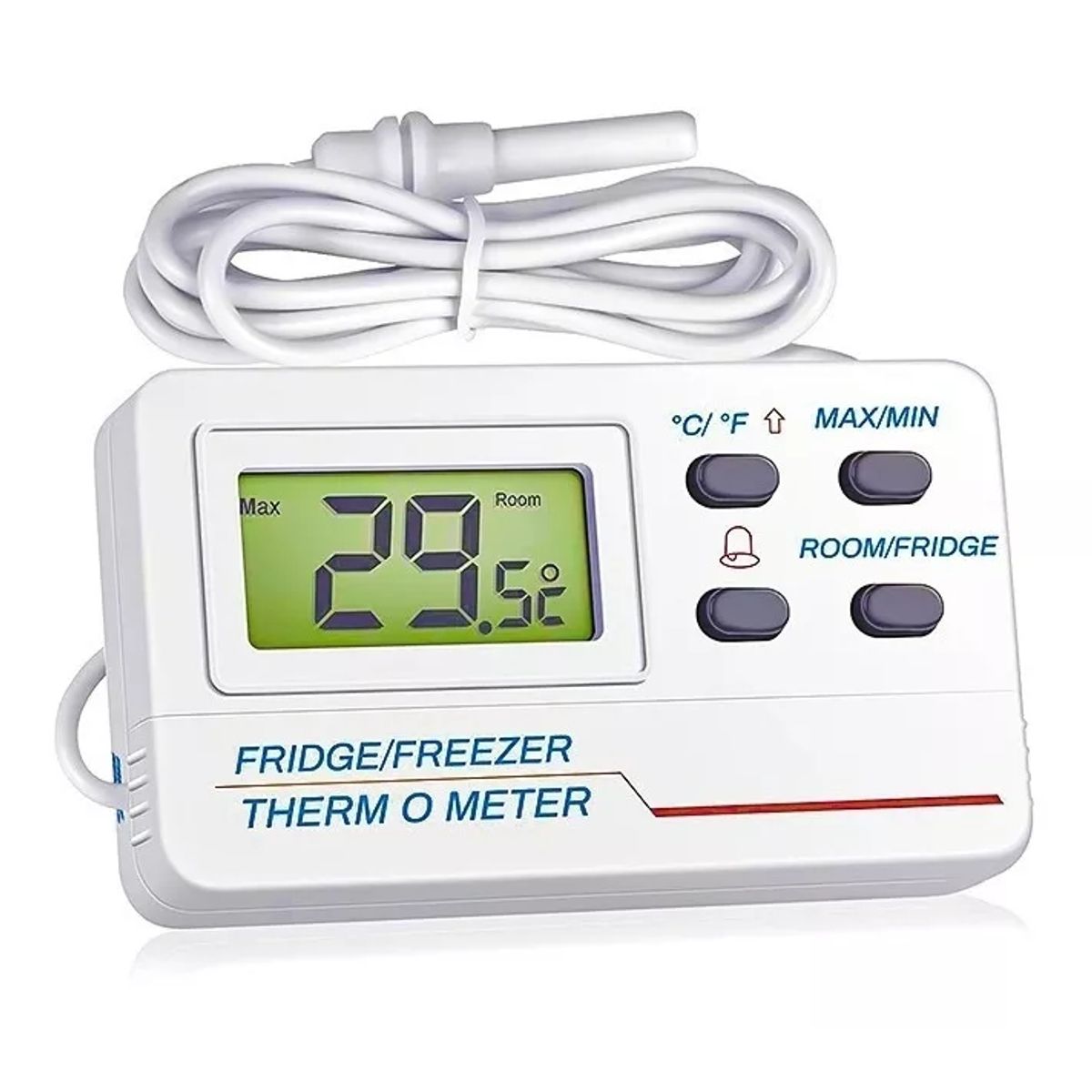 KUANGYE - Termómetro Digital Refrigerador Sonda Alarma Max Min C°f°b
