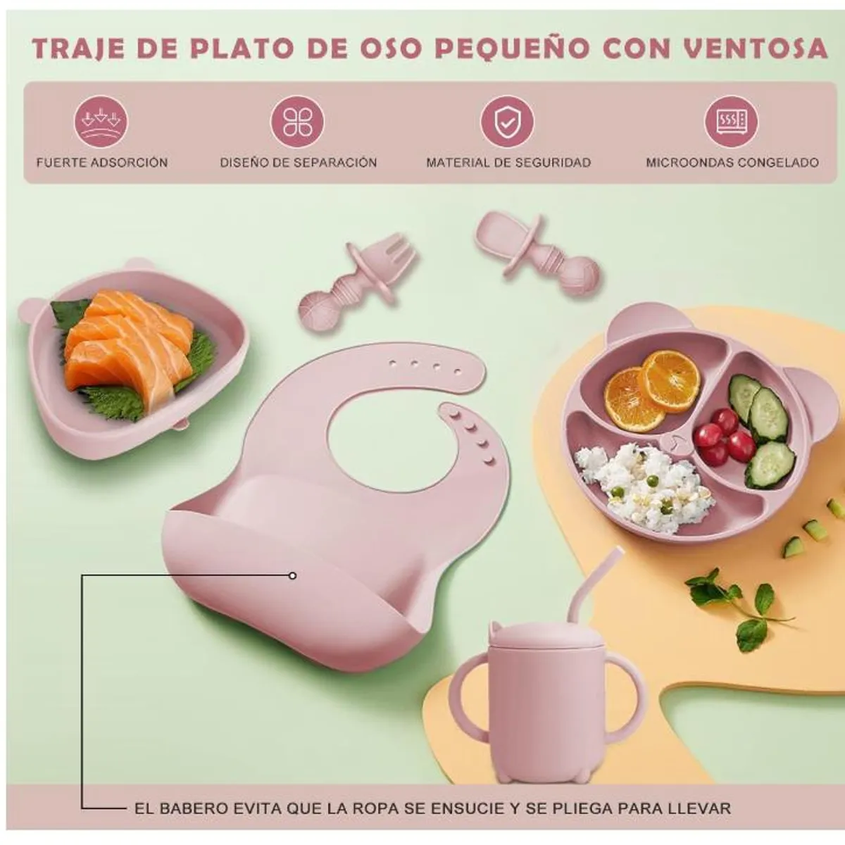 TNAKIEX - Set De Alimentación De Silicona Con Ventosa 10pz Para Bebés