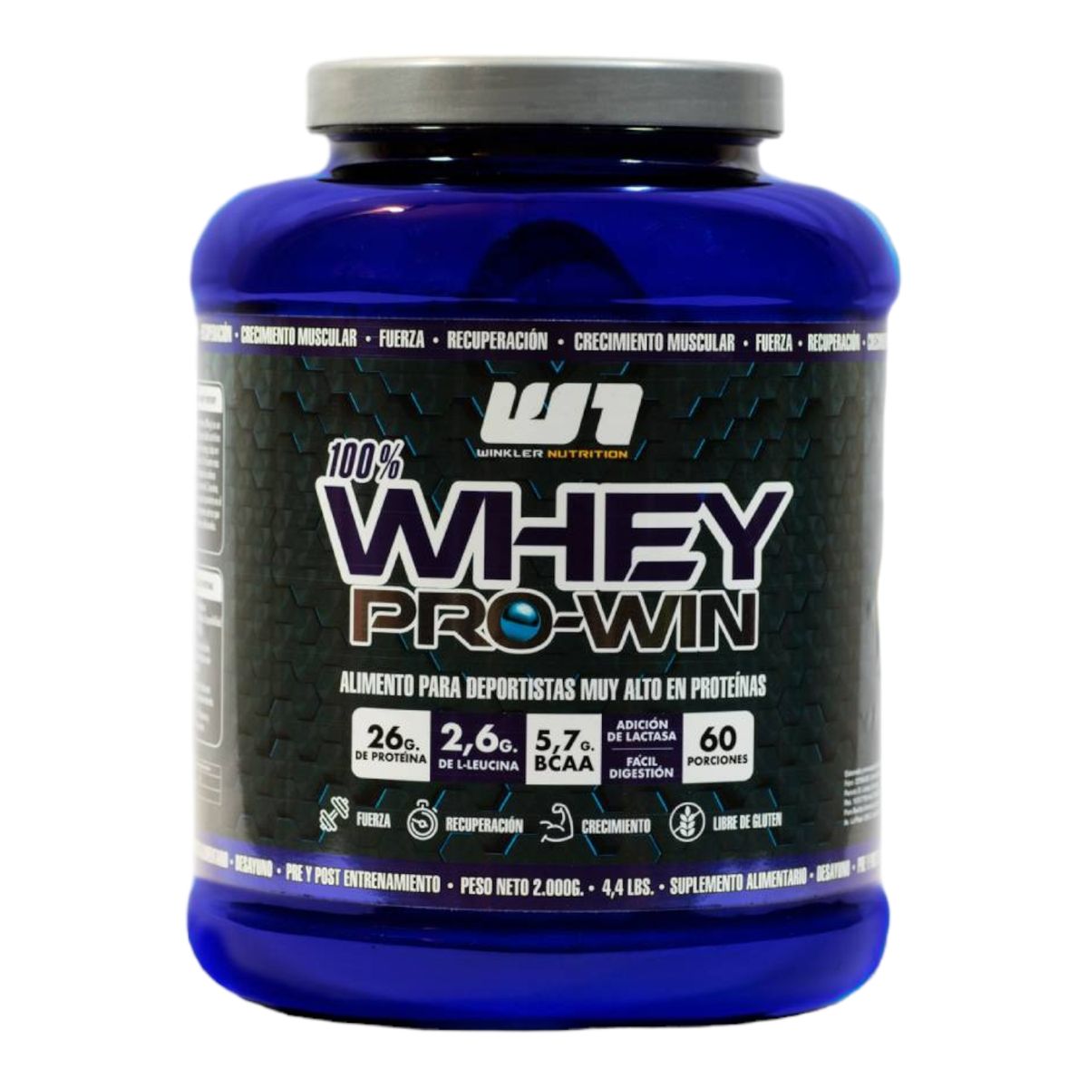 WINKLER NUTRITION - Proteína Whey pro win 2kg - 60sv - Frutos del bosque - Winkler Nutrition.