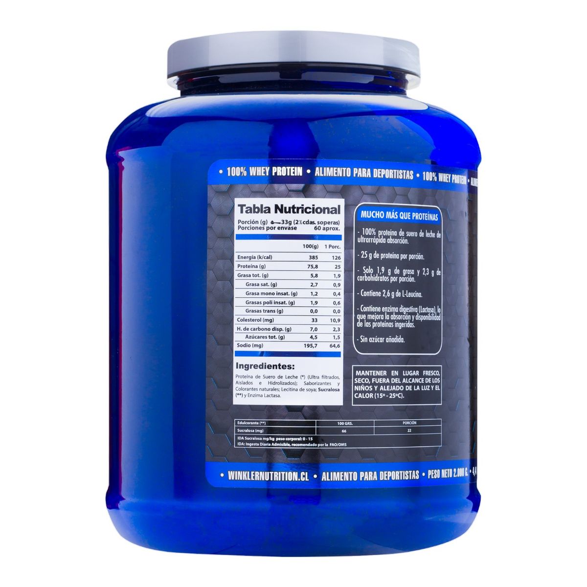 WINKLER NUTRITION - Proteína Whey pro win 2kg - 60sv - Frutos del bosque - Winkler Nutrition.