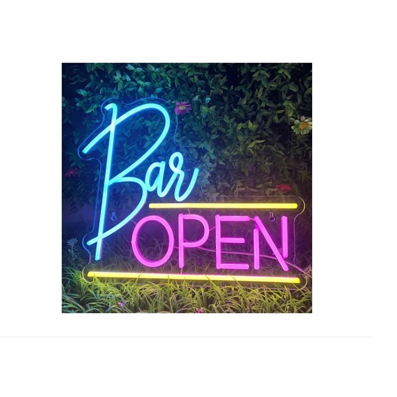 GENERICO - Letrero Led Neón Bar Open Abierto Ancho 35cm Luminoso