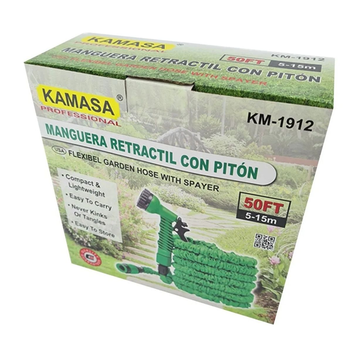 KAMASA - Manguera Retractil Flexible Expandible Jardin Riego 5-15m Km