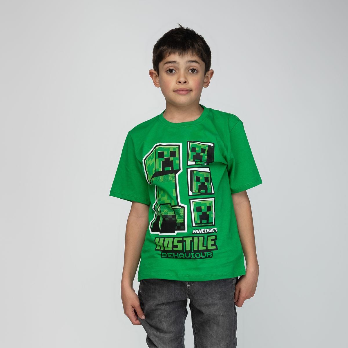 MINECRAFT - Polera Niño Minecraft Hostile Green Verde Minecraft