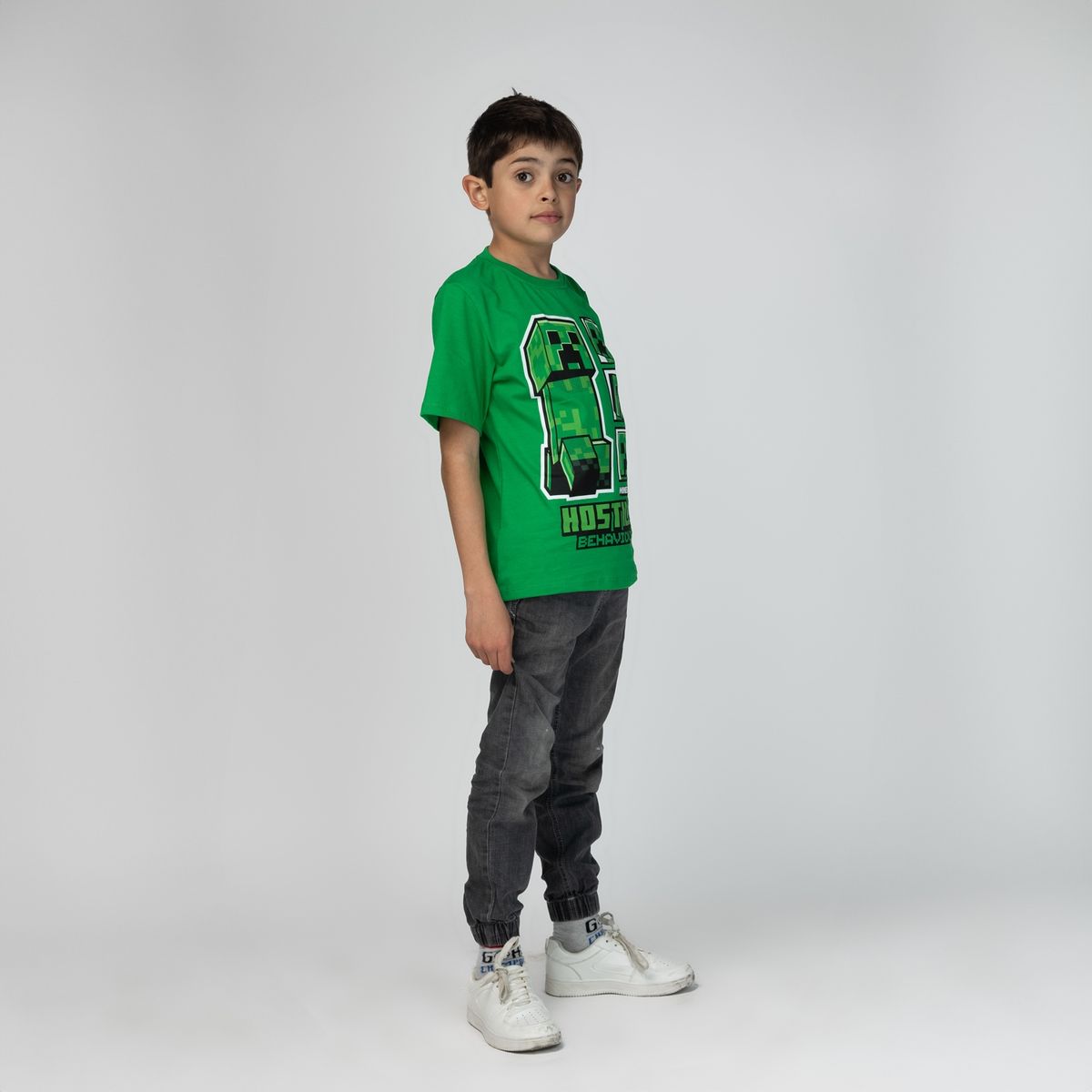 MINECRAFT - Polera Niño Minecraft Hostile Green Verde Minecraft