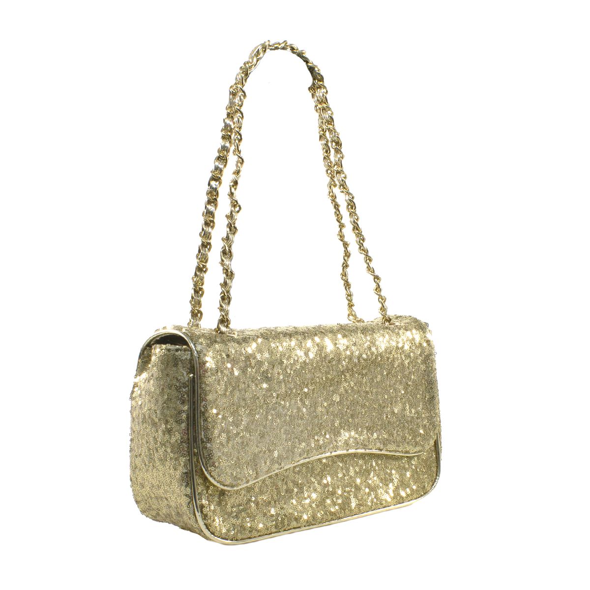 MAILEA - Cartera ecocuero mediana lentejuelas para mujer oro