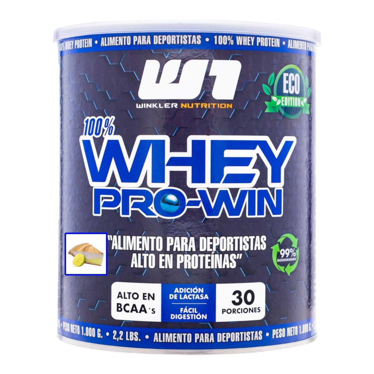 WINKLER NUTRITION - Proteína Whey pro win 1kg - 30sv - Pie de limón -  Winkler Nutrition.