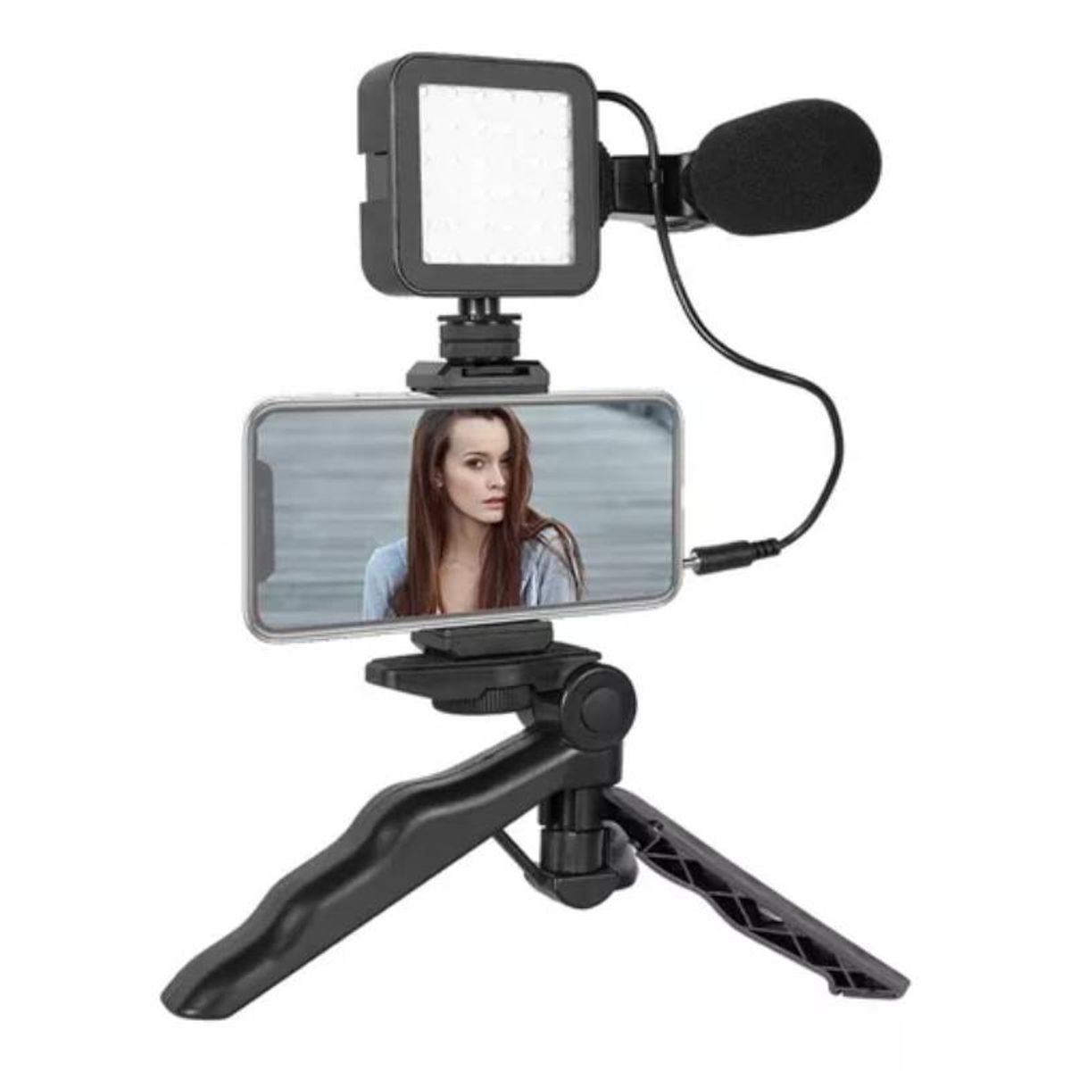 GENERICO - Kit De Grabacionaro Luz Y Microfono Youtube  Estabilizado