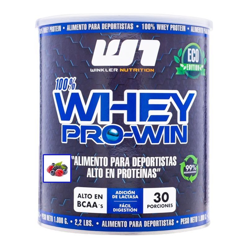 WINKLER NUTRITION - Proteína Whey pro win 1kg - 30sv -Frutos del bosque  Winkler Nutrition.