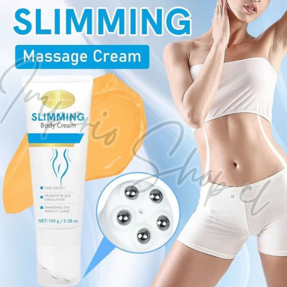 AICHUN BEAUTY - Effective Crema Reductora Corporal con Roller de Masaje Multiacción