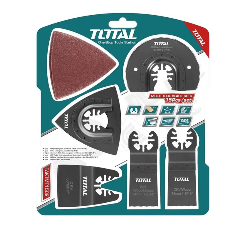 INGCO - Kit Juego De Hojas Multifuncional Oscilante 15 Piezas