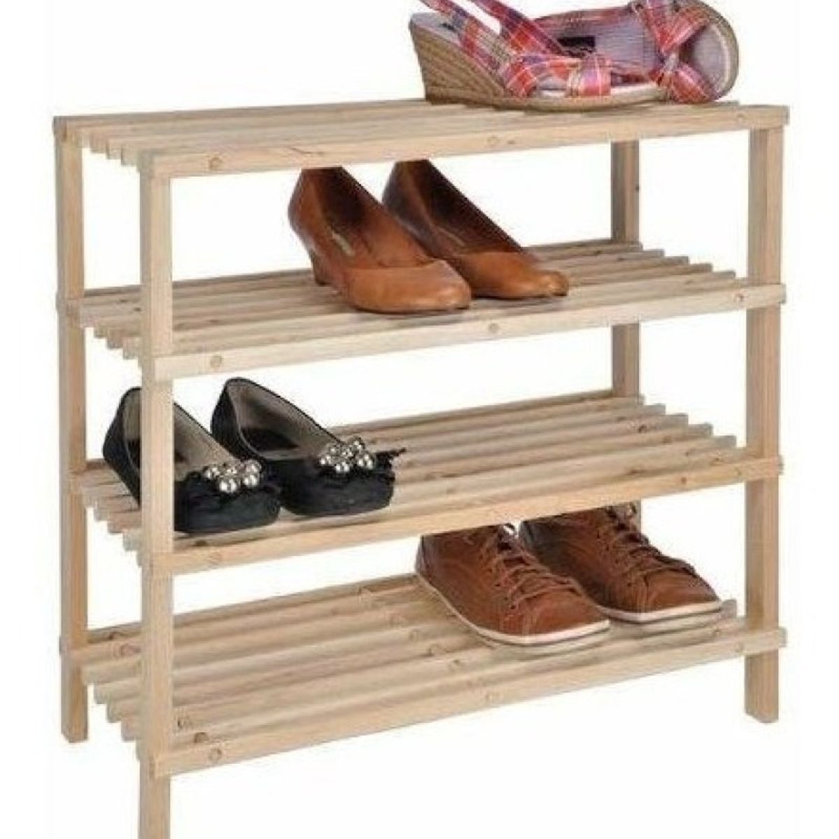 U BUY - Rack Zapatero De Madera Con 4 Niveles 63x67x26 Cm