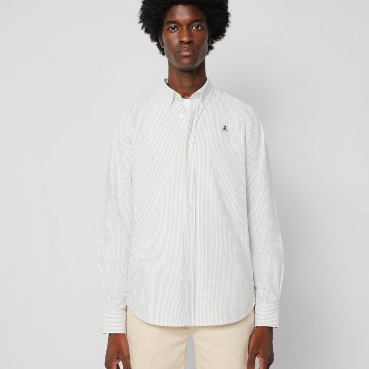 SCALPERS - Camisa Oxford Rayas Light Green Stripes