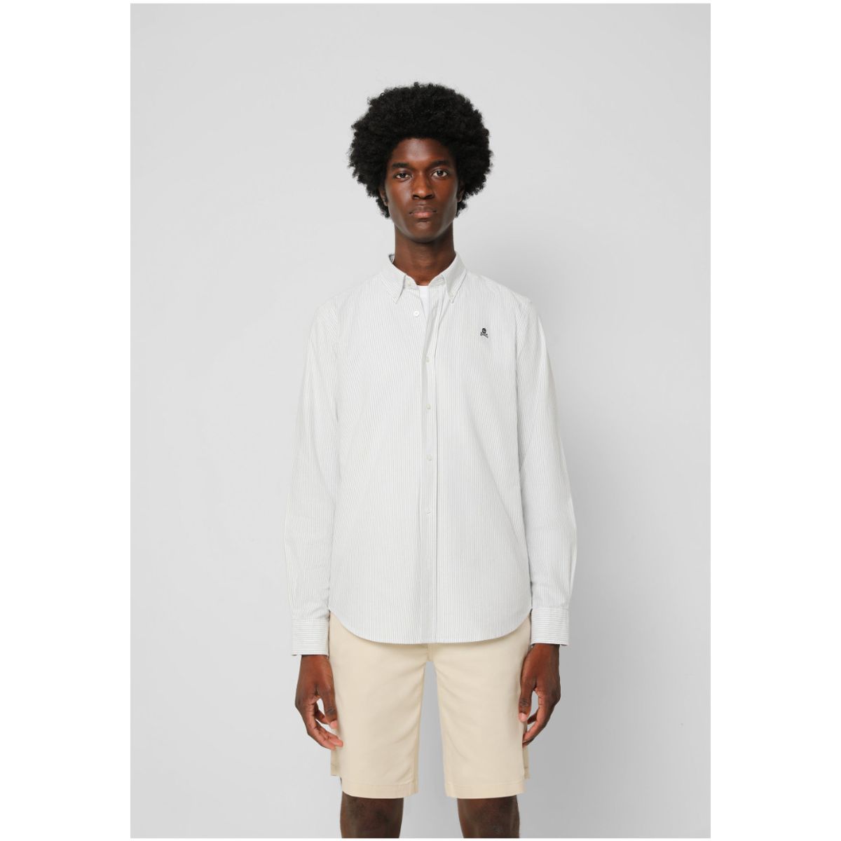 SCALPERS - Camisa Oxford Rayas Light Green Stripes