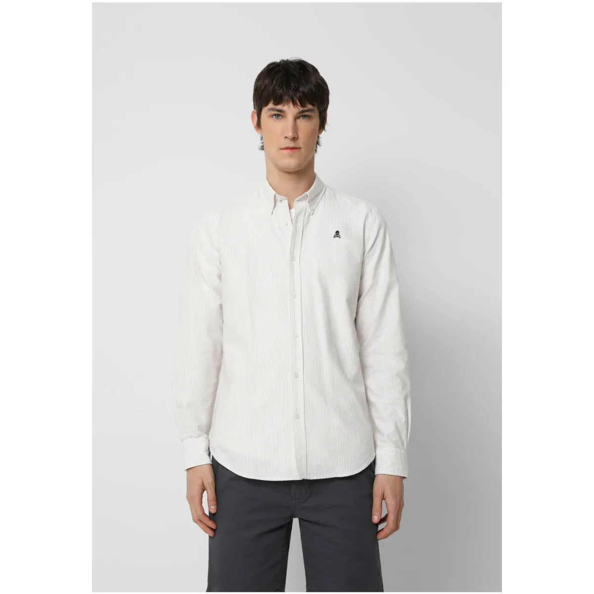 SCALPERS - Camisa Oxford Rayas Beige Stripes