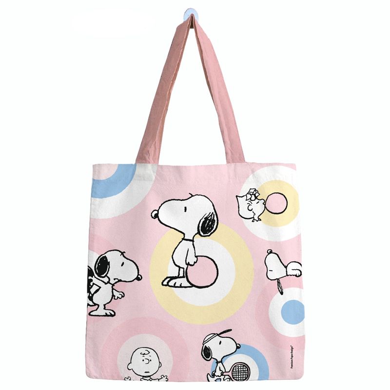 GENERICO - Bolsa Algodón Grande Snoopy  y amigos entre círculos