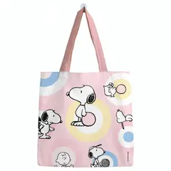 GENERICO - Bolsa Algodón Grande Snoopy  y amigos entre círculos