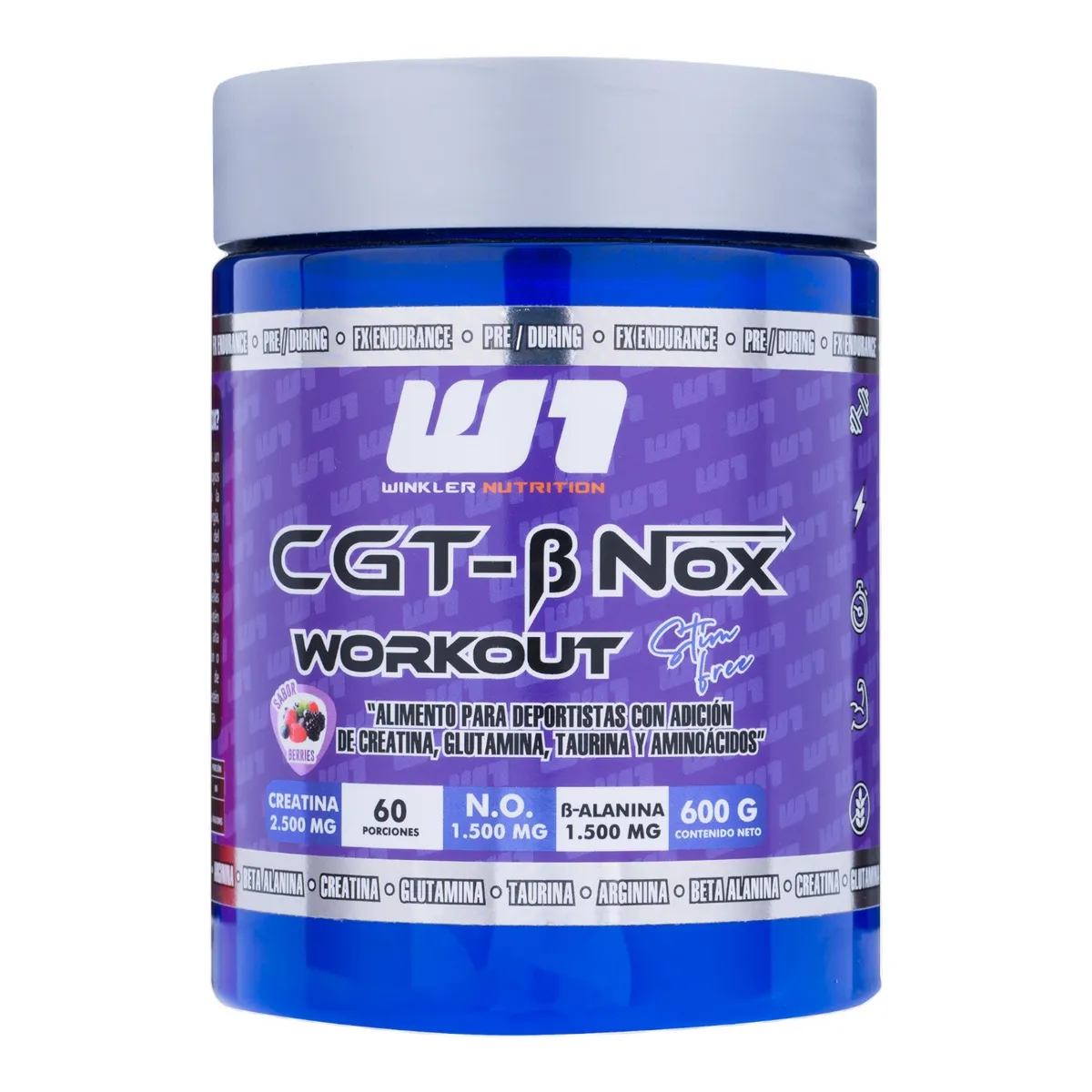 WINKLER NUTRITION - Pre-entreno CGT - Creatina - Gluta - Taurina - Berries 600 gr WINKLER NUTRITION