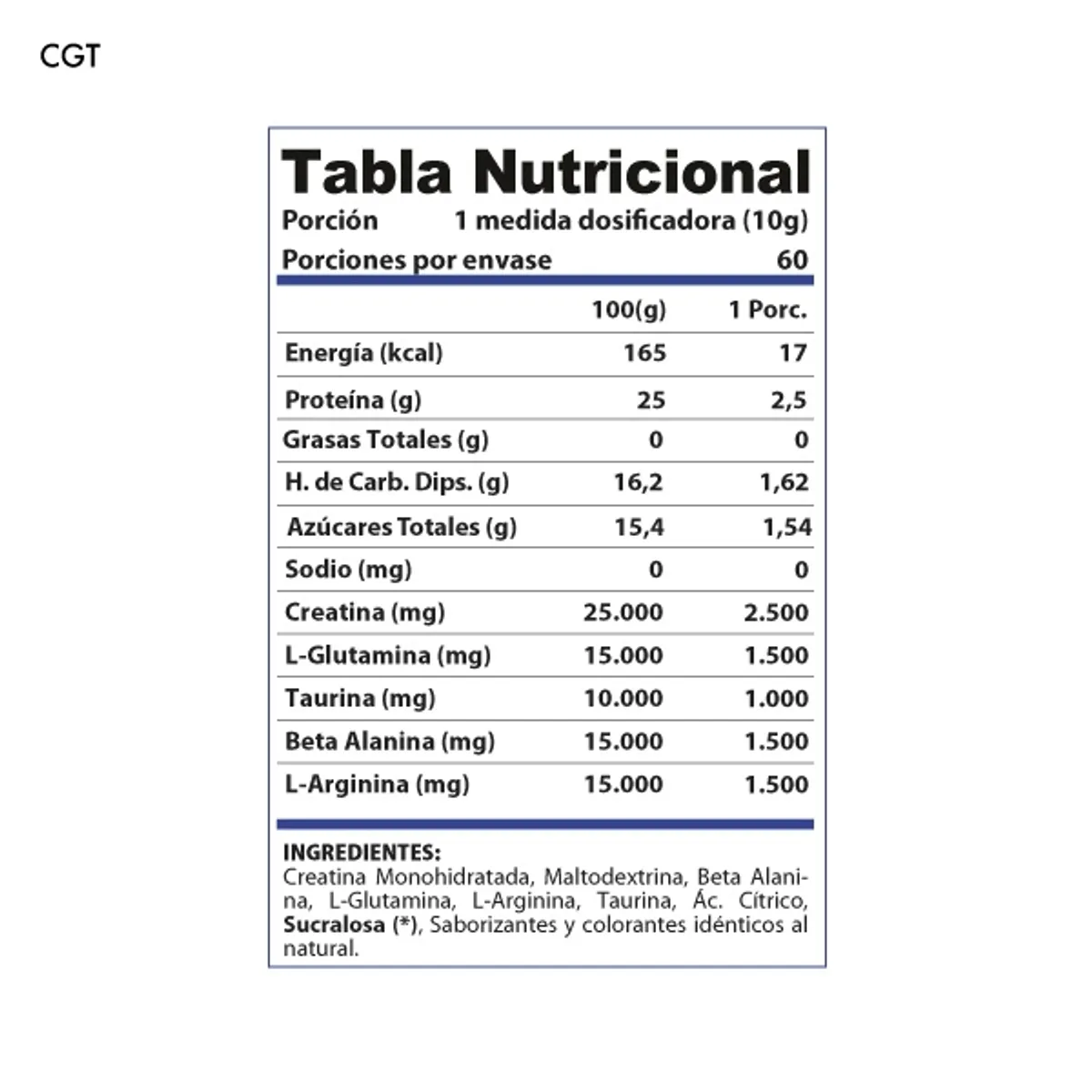 WINKLER NUTRITION - Pre-entreno CGT - Creatina - Gluta - Taurina - Berries 600 gr WINKLER NUTRITION