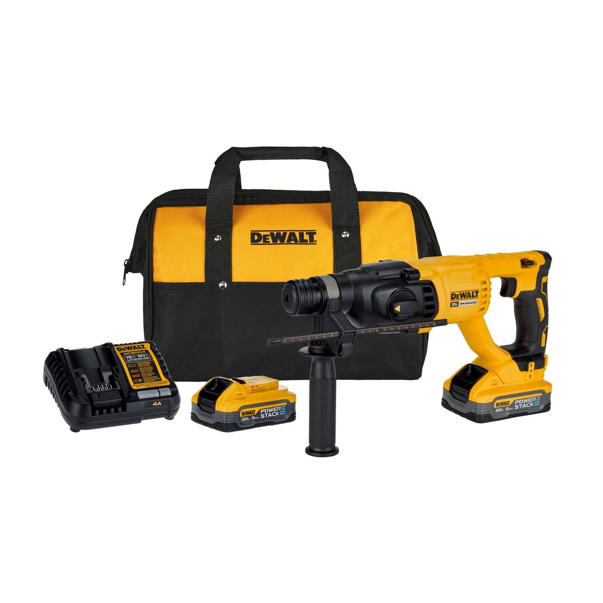 DEWALT - Kit Rotomartillo 1" 20V +2 baterías Powerstack 5Ah DEWALT