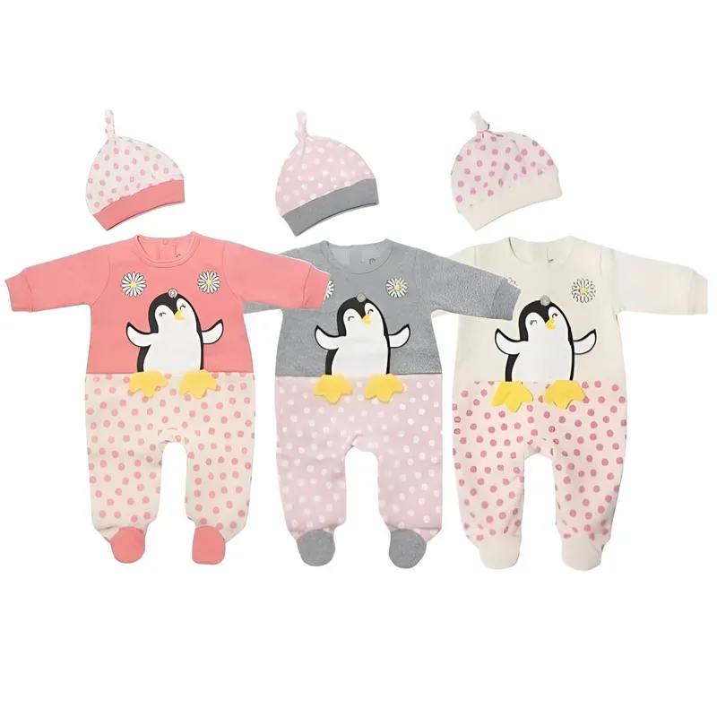 AGW - Set Enterito  Gorrito Franela 100 % Algodón Bebe Niña