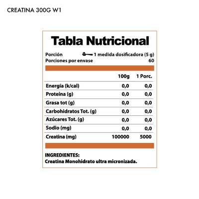 Imagen 2 del producto Creatina monohidratada - 300gr - 60sv - Winkler Nutrition.