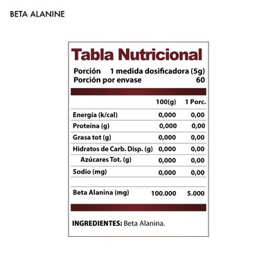Imagen 2 del producto Betaalanina - 300gr - 60sv - Winkler Nutrition.