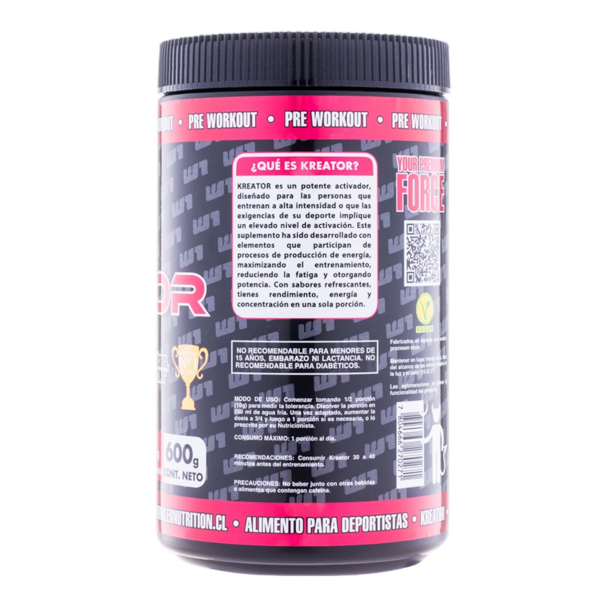 WINKLER NUTRITION - Pre Entreno Kreator sabor XTREME PUNCH 600 grs.- 30sv  Winkler Nutrition.