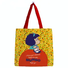 GENERICO - Bolsa de Algodón Pequeña Mafalda sobre el Mundo