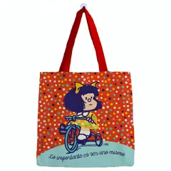 GENERICO - Bolsa de Algodón Pequeña Mafalda andando en Triciclo