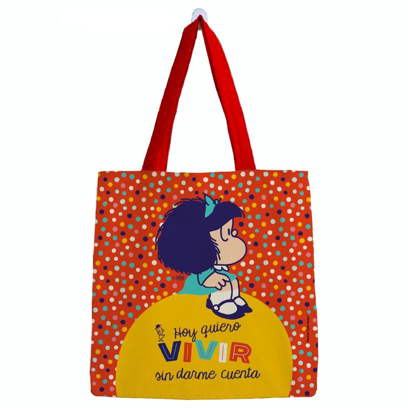 GENERICO - Bolsa de Algodón Mediana Mafalda entre puntitos de colores