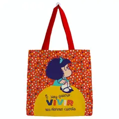 GENERICO - Bolsa de Algodón Mediana Mafalda entre puntitos de colores