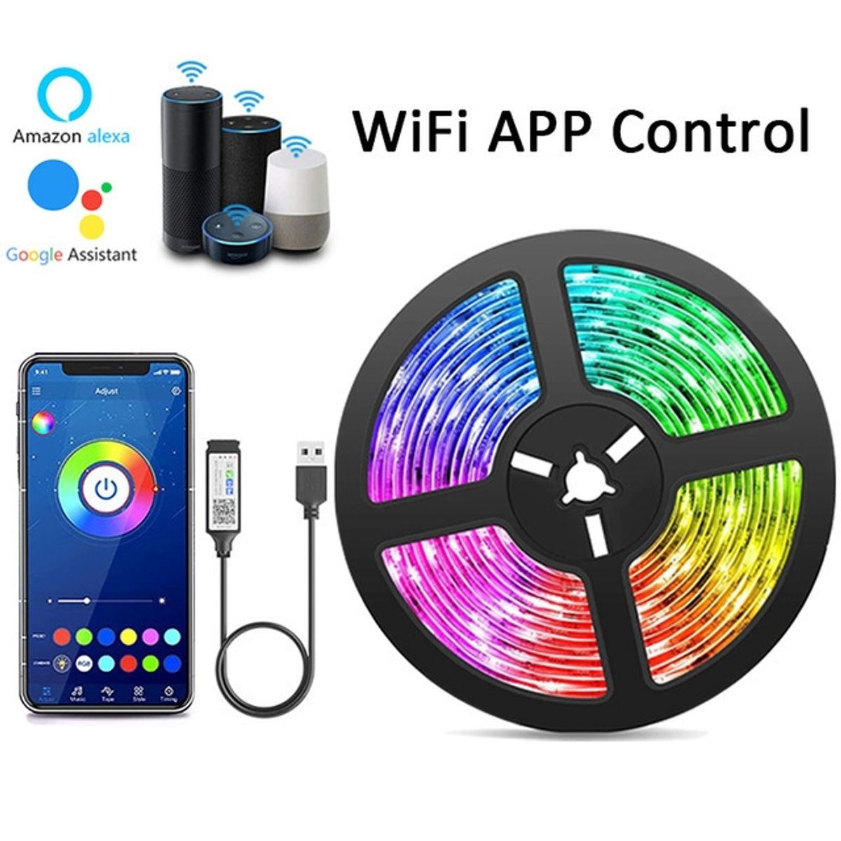 CRUSEC - Kit de Luces de tira RGB Flexible Bluetooth voz Wifi 5mts