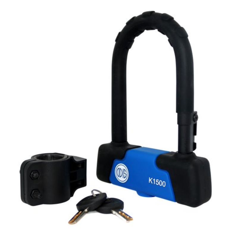 ODIS - Candado Bicicleta U Lock Odis K1500 15x185mm Negro Azul Llave Mapa