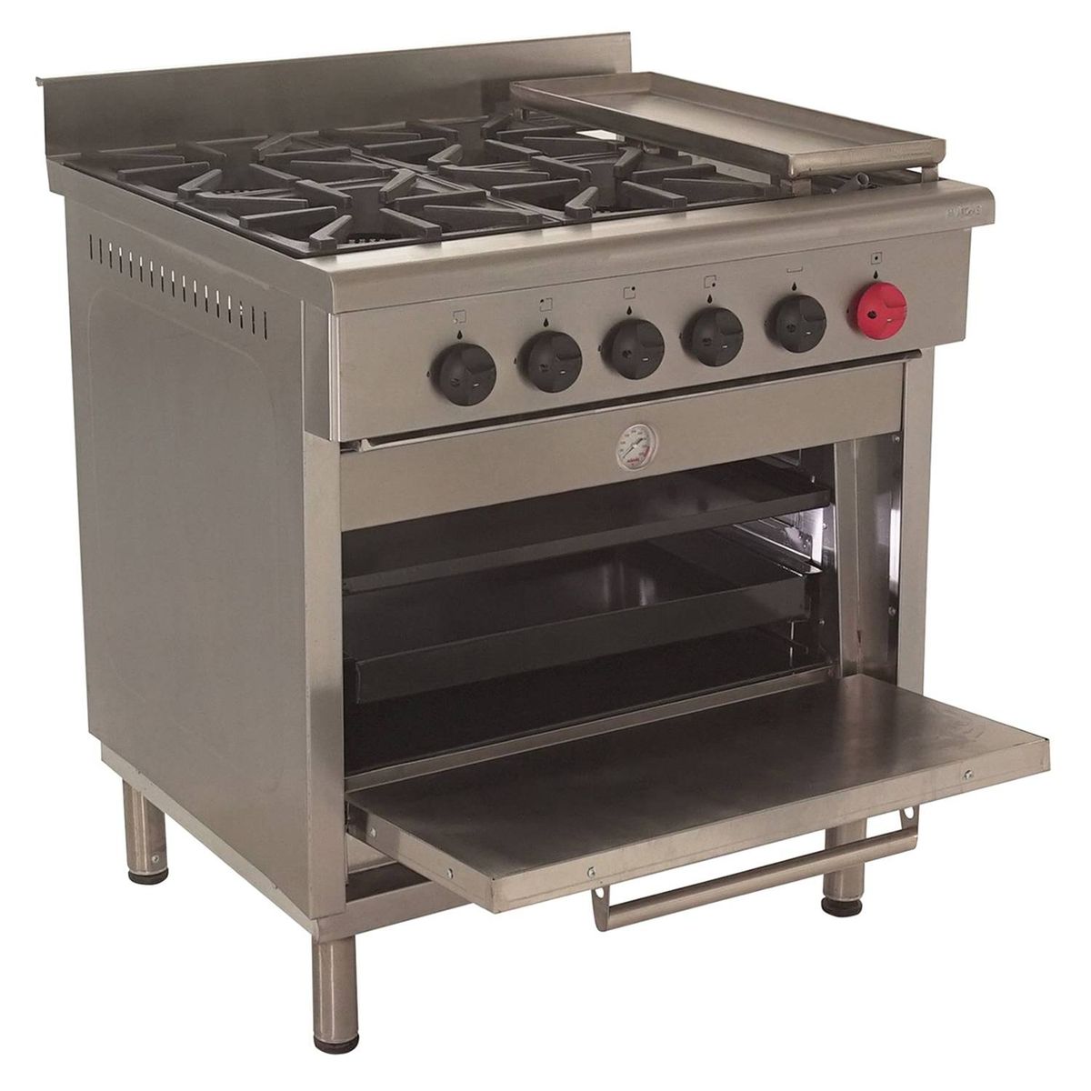 MAIGAS - Cocina Industrial 4 platos + 1 Horno + Plancha Churrasquera Maigas 6EA50