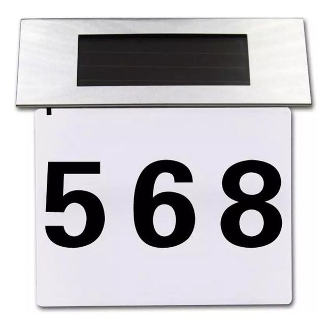 PARTYGLOBOS - Luz Led Solar Aplique Número Casa Identificar Letrero Hogar