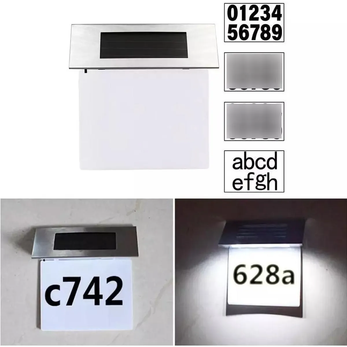 PARTYGLOBOS - Luz Led Solar Aplique Número Casa Identificar Letrero Hogar