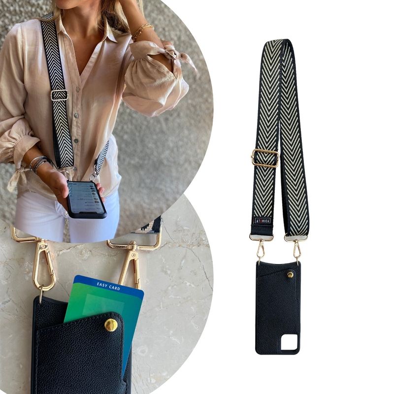 ATOMICA STRAP - Carcasa Atómica iPhone 12 pro max colgante + Correa Geométrico Dorado