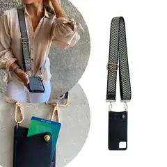 ATOMICA STRAP - Carcasa Atómica iPhone 12 pro max colgante + Correa Geométrico Dorado