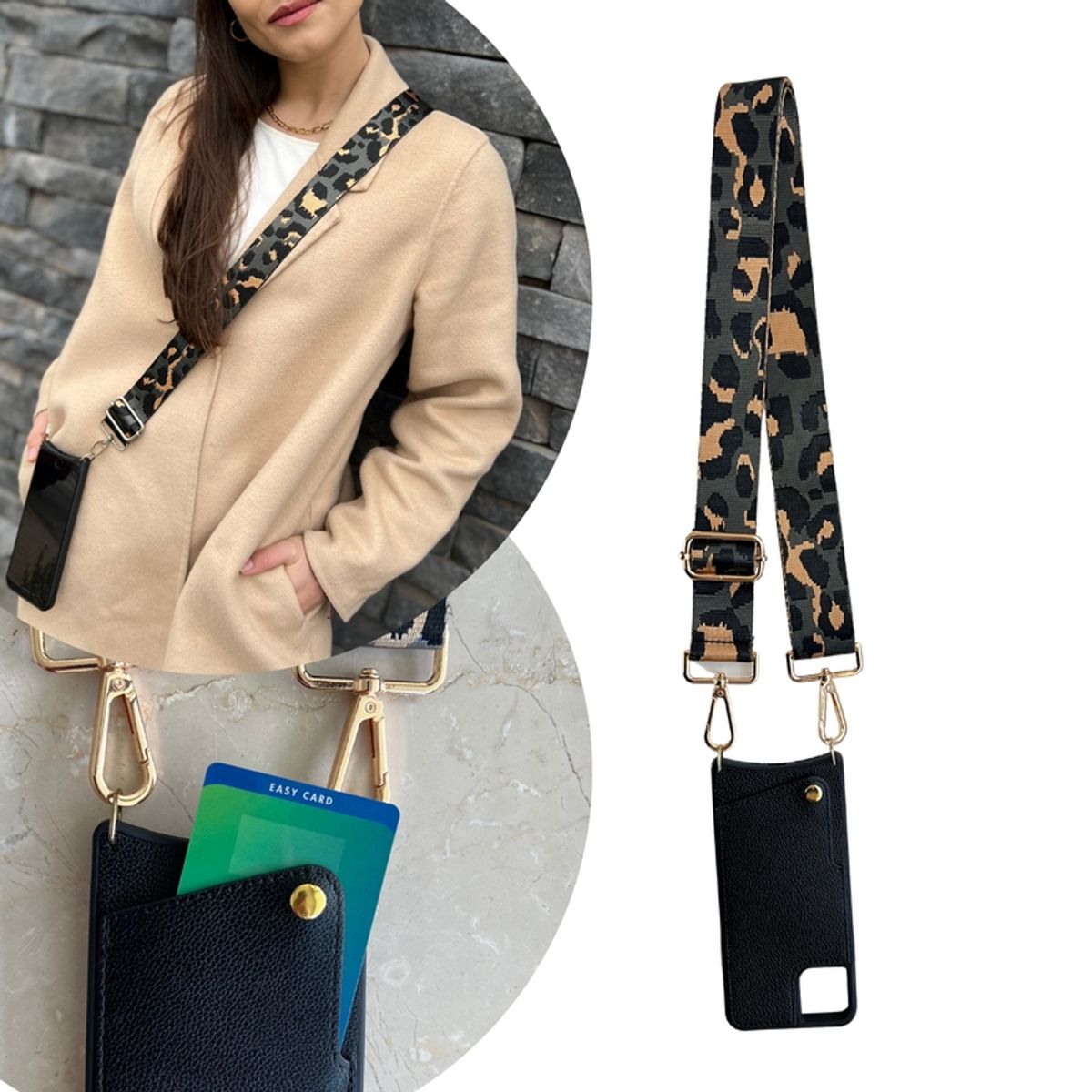 ATOMICA STRAP - Carcasa Atómica iPhone 11 colgante + Correa Leopardo Oscuro