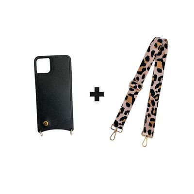 Imagen 2 del producto Carcasa Atómica iPhone 14 Pro colgante + Correa Leopardo Rosado