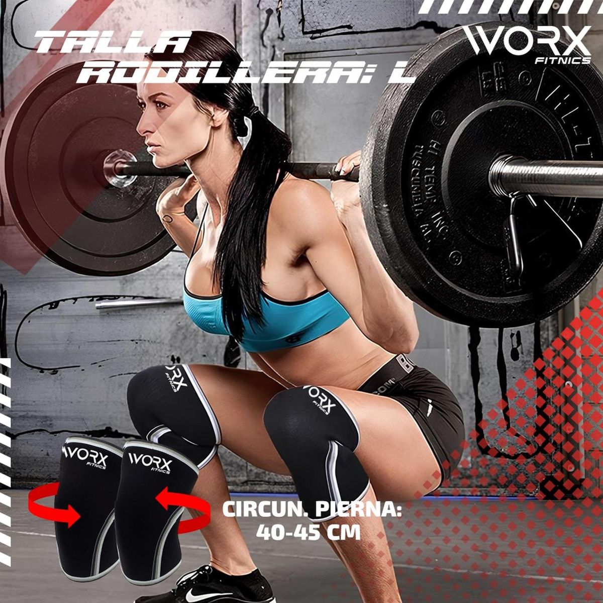 WORX - Rodillera Dep Gym Compresion OrtopedicaNeopreno - Negro - L