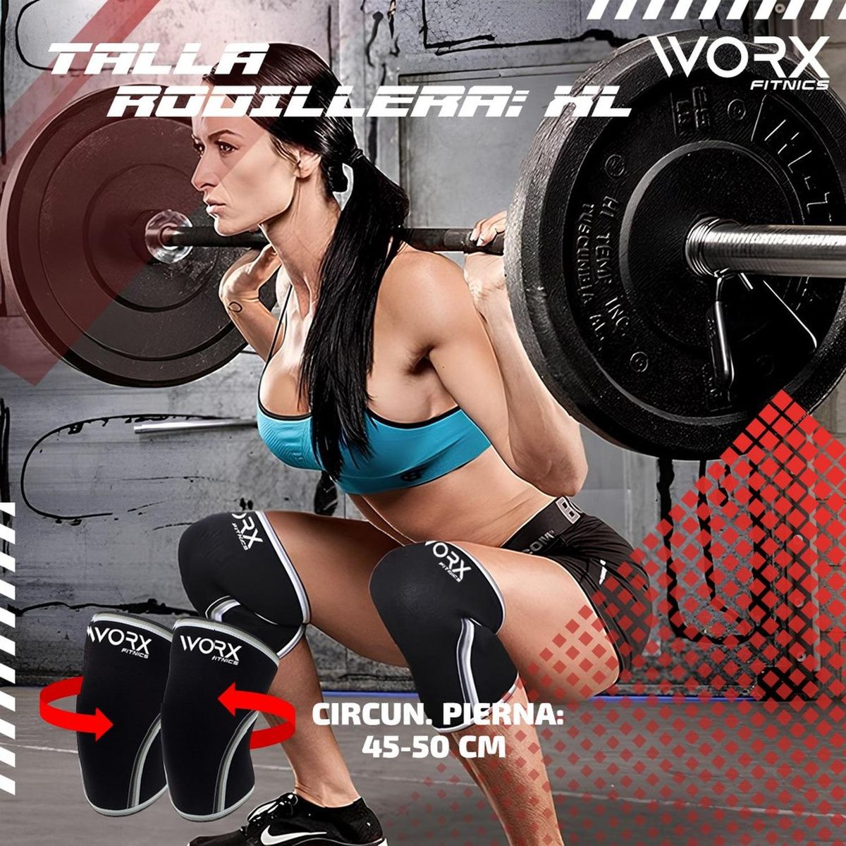 WORX - Rodillera Dep Gym Compresion OrtopedicaNeopreno - Negro - XL