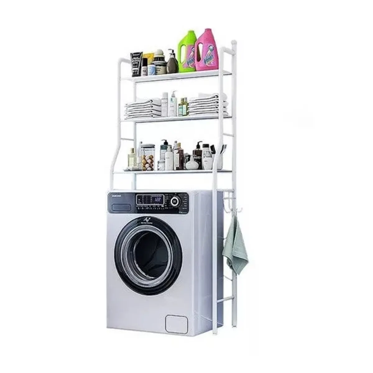 GENERICO - Organizador Estante De Lavadora Baño Metalico Rack 3 Niveles
