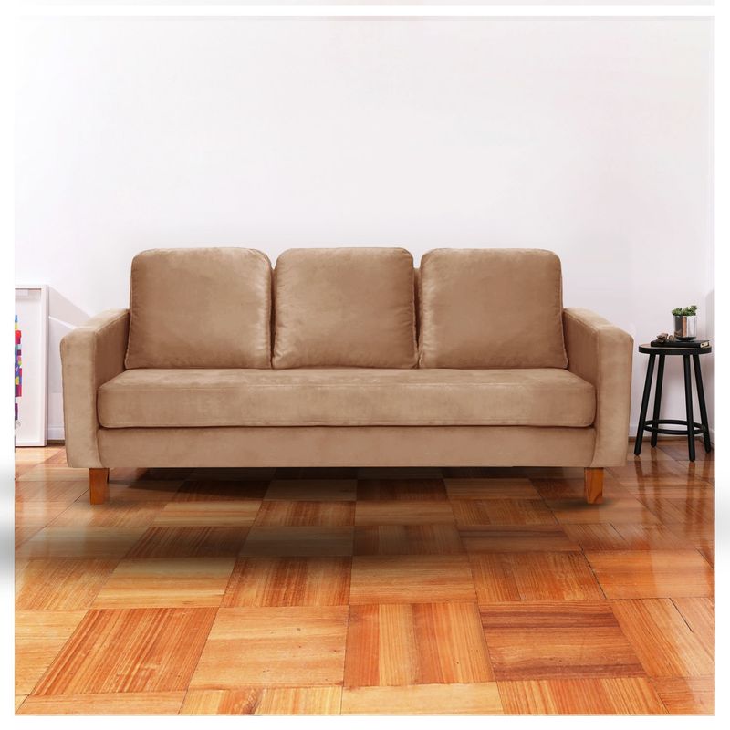 LATAM HOME - Sofá Latam Hombre Venenia 3 Cuerpos Tela Velvet Beige