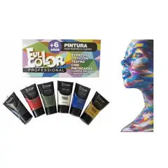 HUDSON - Pack 7 Pinturas De Cuerpo Y Cara Full Color Para Fiestas.