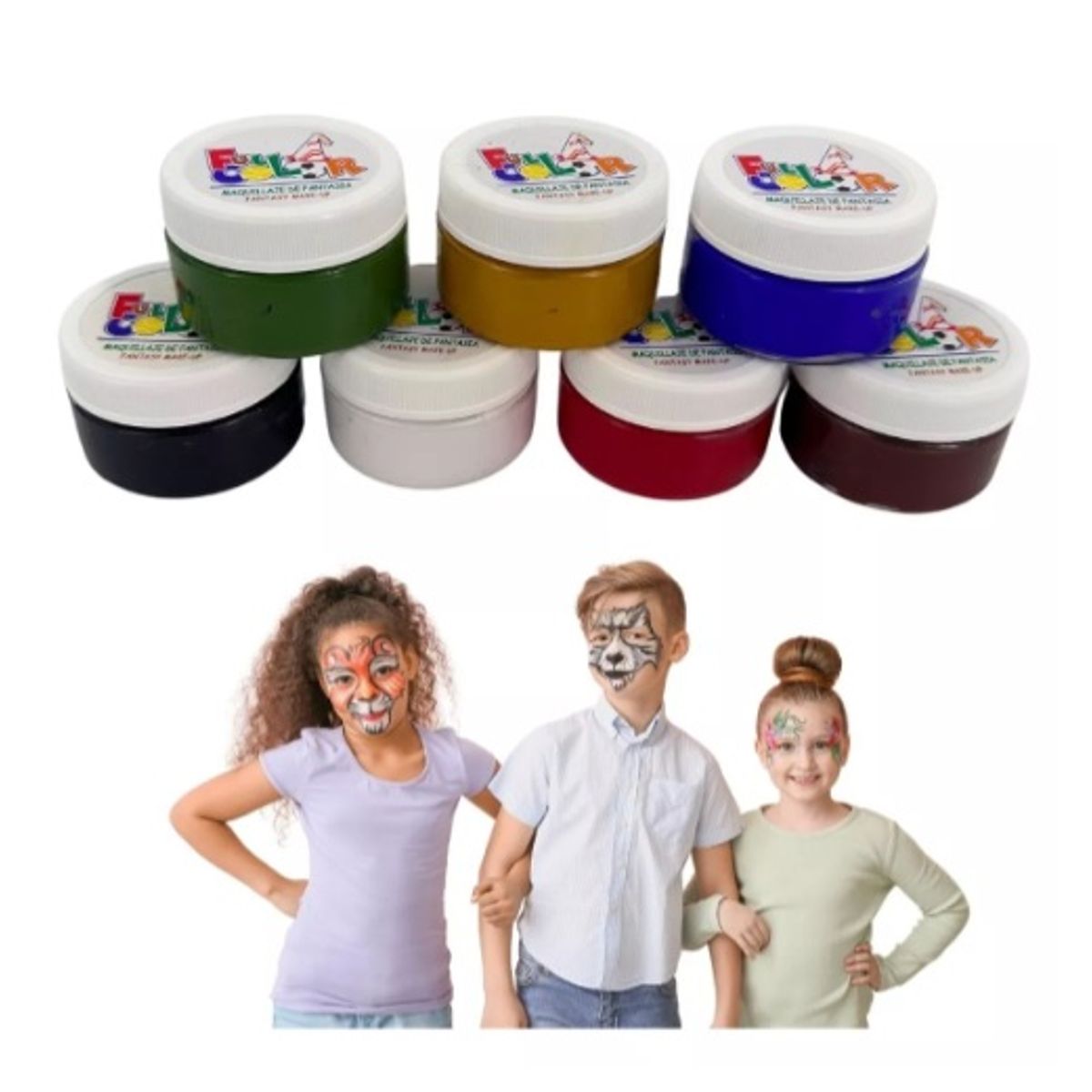 HUDSON - Pack 7 Pinturas De Cuerpo Y Cara Full Color Para Fiestas..